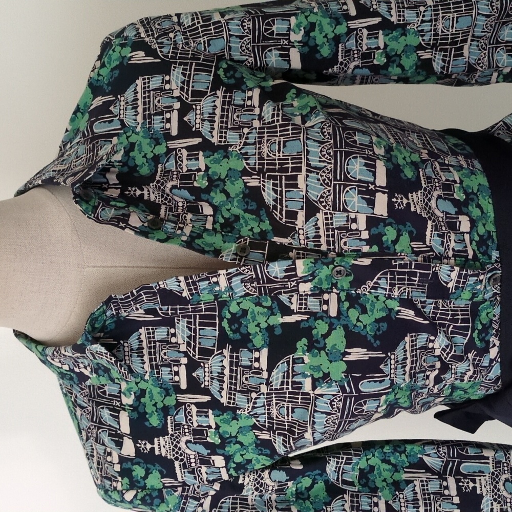 Boden Sharp Green and Navy Patterned Dress - Picture 2 of 10